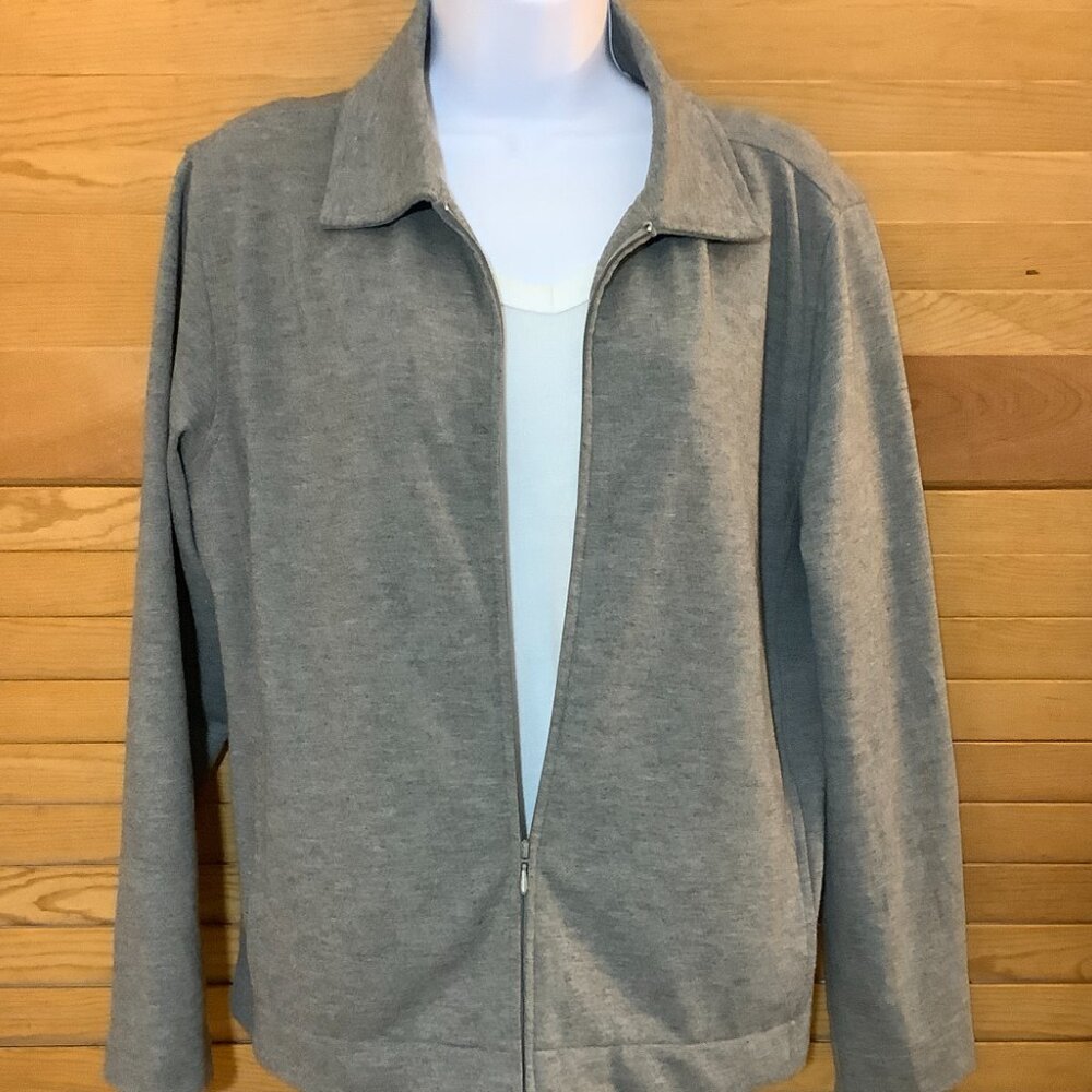 Vintage Jacket / Blazer Liz Claiborne Lizsport Petite Small Gray Full Zip